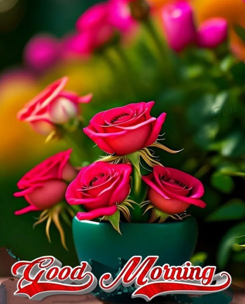 good morning pink roses image