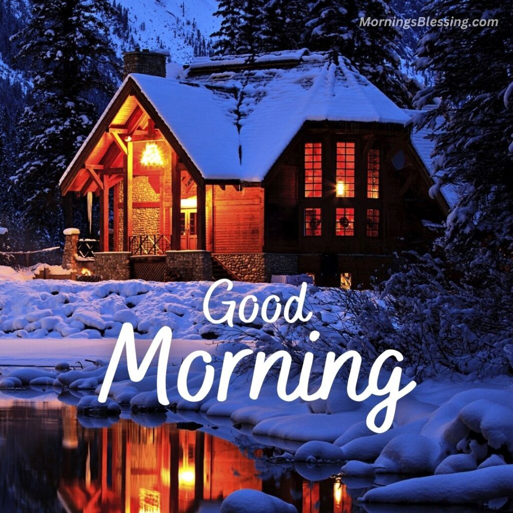 winter good morning image lonely house